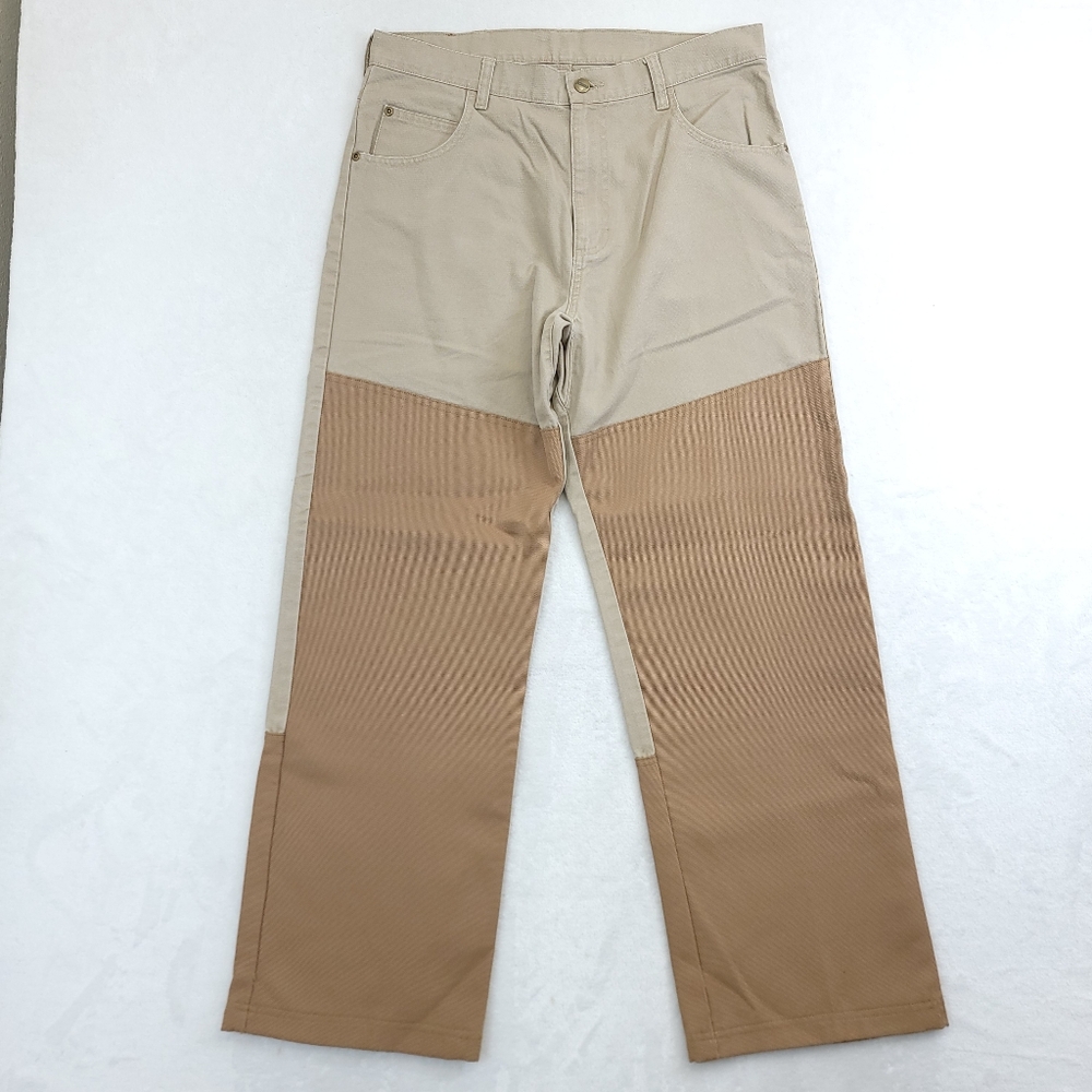 Scheels Outfitters Mens Pants Double Knee Khaki Beige 34x30 Baggy Relaxed Work